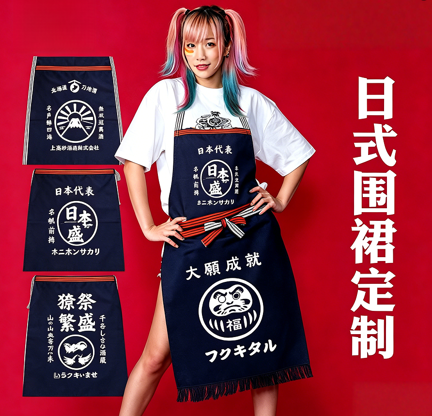 Home Cooking Japanese - Japanese Style Waist Apron Canvas Chef